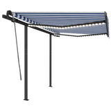 Vidaxl Luifel automatique avec led et capteur de vent 3x2,5 m bleu et blanc