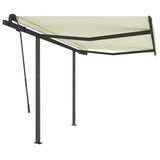 Vidaxl Luifel extensible manuellement avec des poteaux de 3,5x2,5 m crème -colored