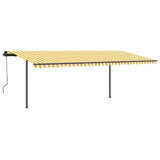 Vidaxl Luifel extensible manuellement avec des poteaux de 3,5 x 2,5 m jaune et blanc
