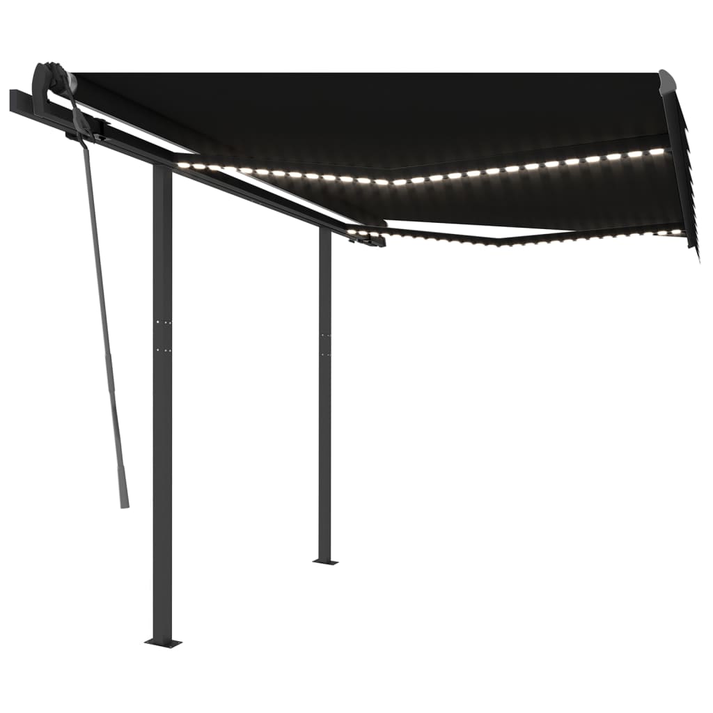 Vidaxl Luifel extensible manuellement avec la LED 3,5 x 2,5 m anthracite -colored