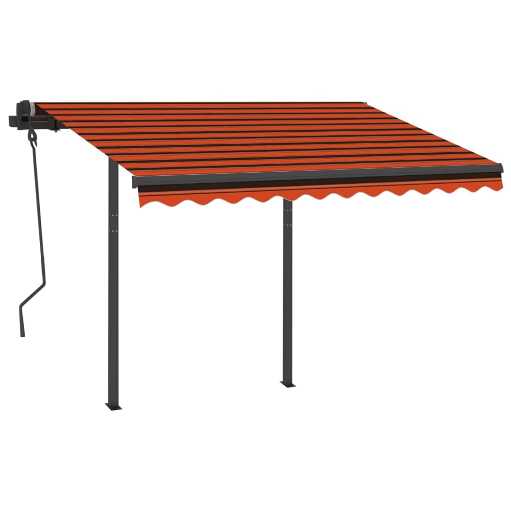Vidaxl Luifel extensible manuellement avec LED 3,5 x 2,5 m d'orange et brun