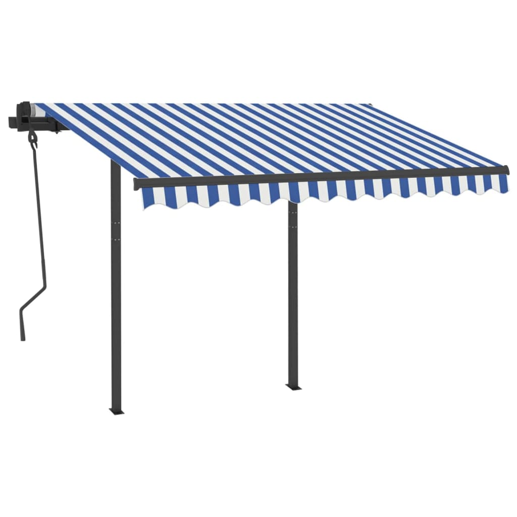 Vidaxl Luifel automatique avec led et capteur de vent 3,5x2,5 m bleu et blanc