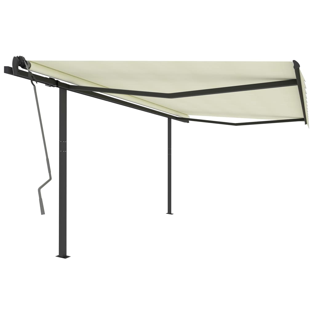 VidaXL Auvent extensible manuellement avec poteaux 4x3 m couleur crème