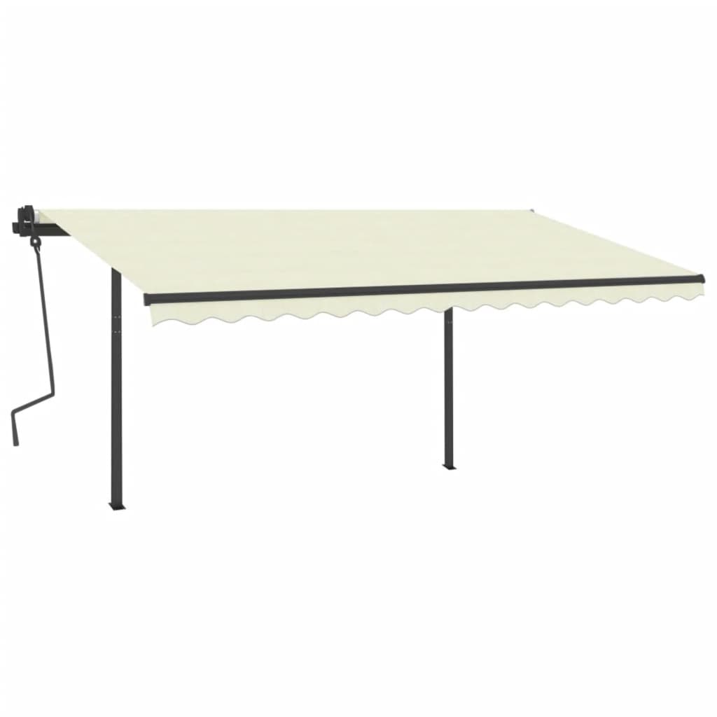 VidaXL Auvent extensible manuellement avec poteaux 4x3 m couleur crème