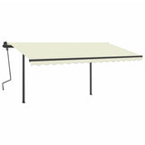 VidaXL Auvent extensible manuellement avec poteaux 4x3 m couleur crème