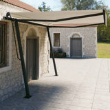 VidaXL Auvent extensible manuellement avec poteaux 4x3 m couleur crème