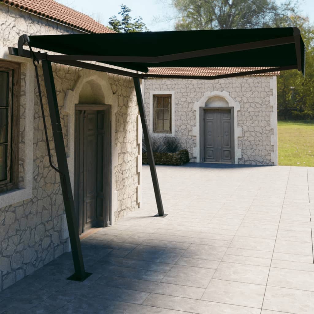 VidaXL Auvent extensible manuellement avec poteaux 4x3 m anthracite