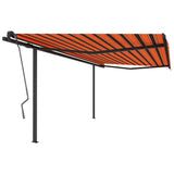 Auvent VidaXL extensible manuellement avec poteaux 4x3 m orange et marron