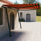 Auvent VidaXL extensible manuellement avec poteaux 4x3 m orange et marron