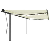 VidaXL Auvent extensible manuellement avec LED 4x3 m crème