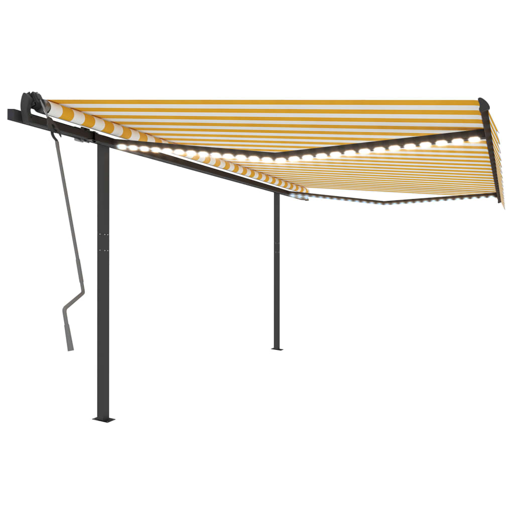 VidaXL Auvent extensible manuellement avec LED 4x3 m jaune et blanc