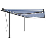 VidaXL Auvent automatique avec LED et capteur de vent 4x3 m bleu et blanc