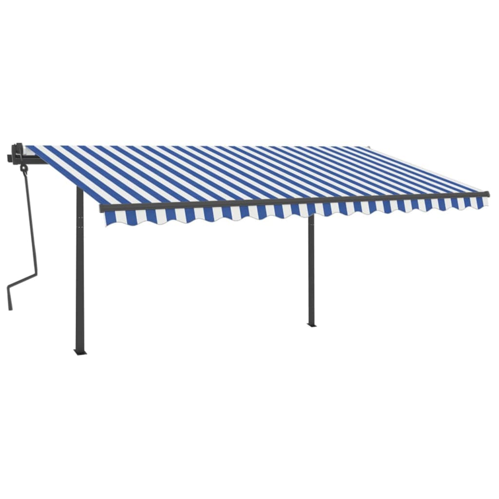 VidaXL Auvent automatique avec LED et capteur de vent 4x3 m bleu et blanc