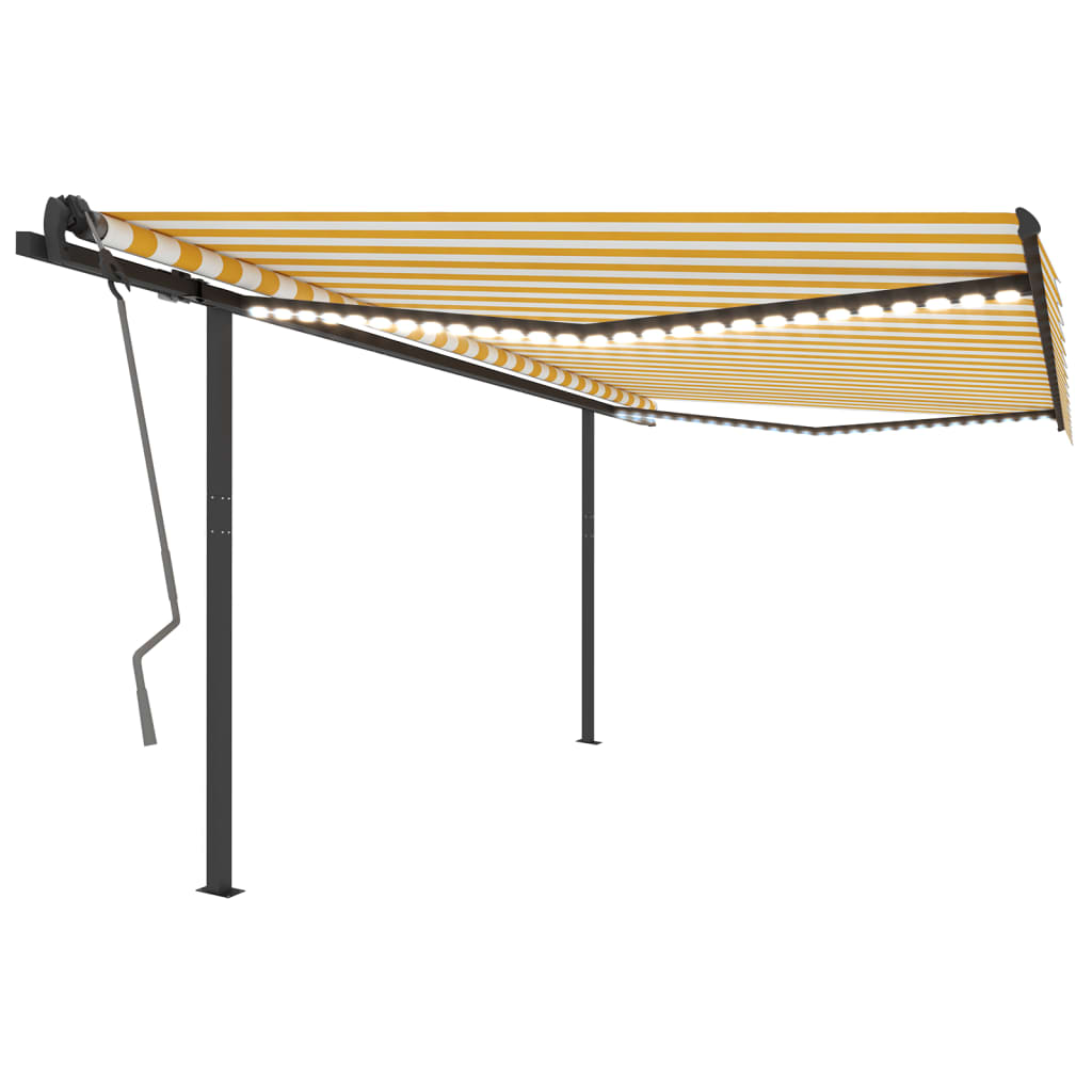 VidaXL Auvent automatique avec LED et capteur de vent 4x3 m jaune et blanc