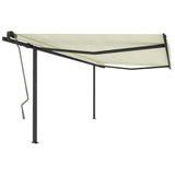 Auvent VidaXL extensible automatiquement avec poteaux 4,5x3 m couleur crème