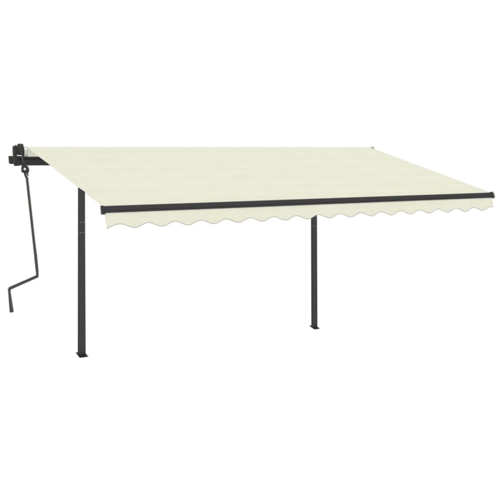 Auvent VidaXL extensible automatiquement avec poteaux 4,5x3 m couleur crème