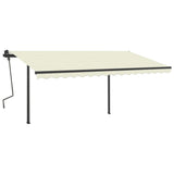 Auvent VidaXL extensible automatiquement avec poteaux 4,5x3 m couleur crème