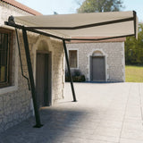 Auvent VidaXL extensible automatiquement avec poteaux 4,5x3 m couleur crème