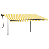 Auvent VidaXL extensible automatiquement avec poteaux 4,5x3 m jaune et blanc