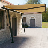 Auvent VidaXL extensible automatiquement avec poteaux 4,5x3 m jaune et blanc