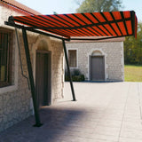 VidaXL Auvent extensible automatiquement avec poteaux 4,5x3 m orange marron