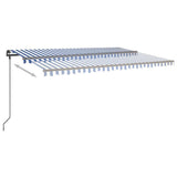 VidaXL Auvent extensible manuellement avec poteaux 5x3 m bleu et blanc