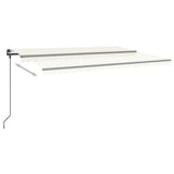 VidaXL Auvent extensible manuellement avec poteaux 5x3 m couleur crème