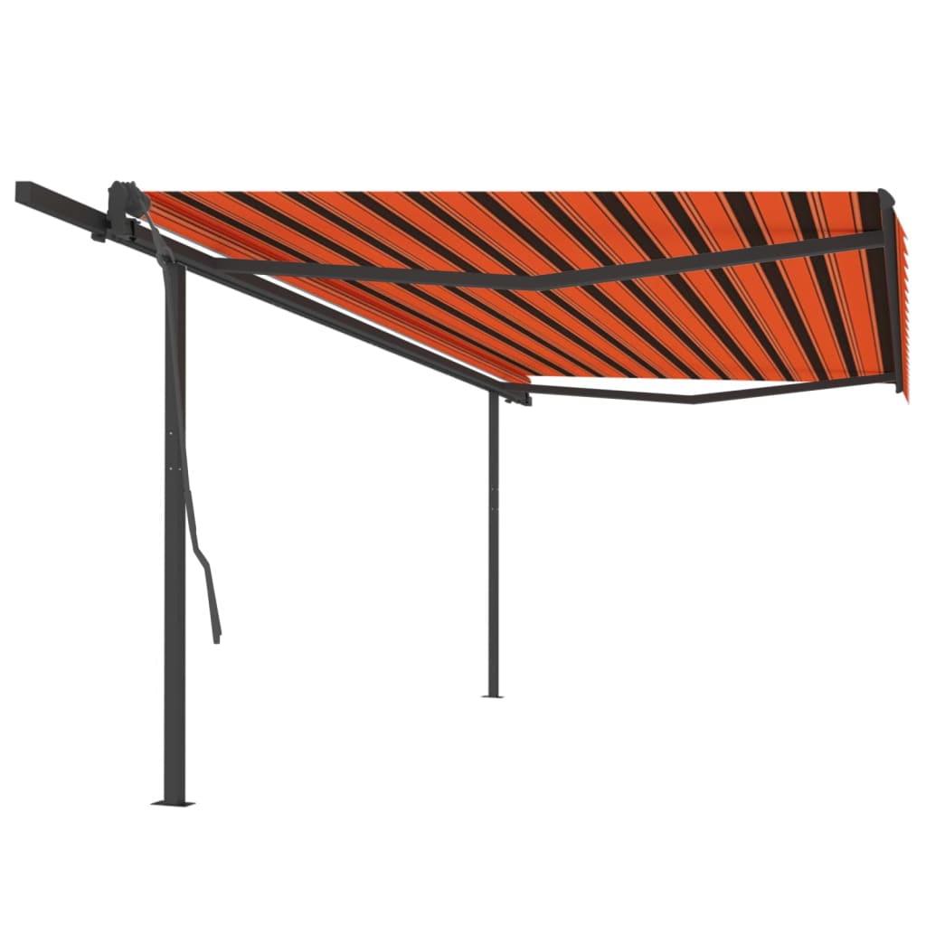 VidaXL Auvent extensible manuellement avec poteaux 5x3 m orange et marron