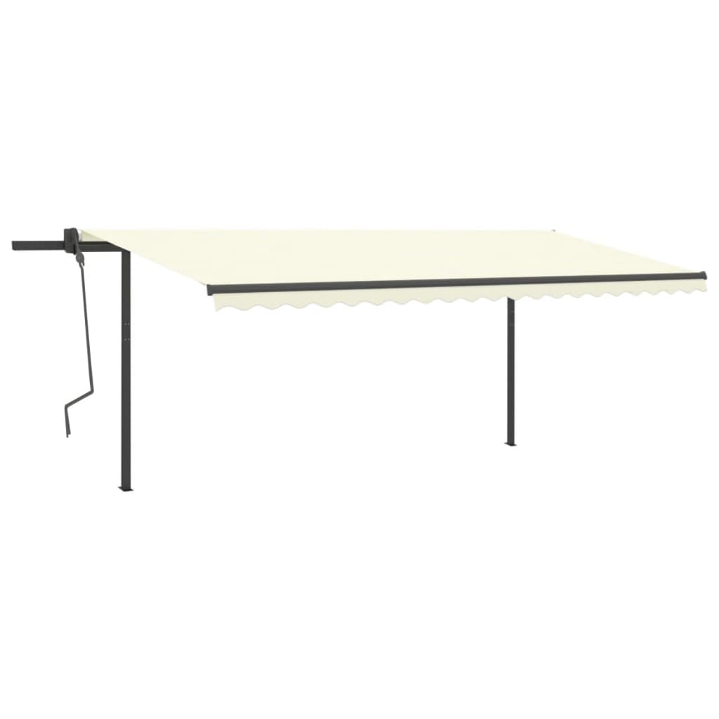 VidaXL Auvent extensible manuellement avec LED 5x3 m crème