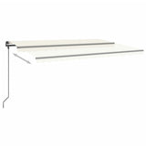 VidaXL Auvent extensible manuellement avec LED 5x3 m crème