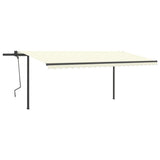 Auvent VidaXL extensible automatiquement avec poteaux 5x3 m couleur crème