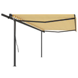 Auvent VidaXL extensible automatiquement avec poteaux 5x3 m jaune et blanc