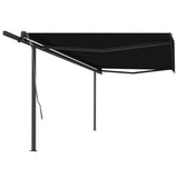 Auvent VidaXL extensible automatiquement avec poteaux 5x3 m anthracite