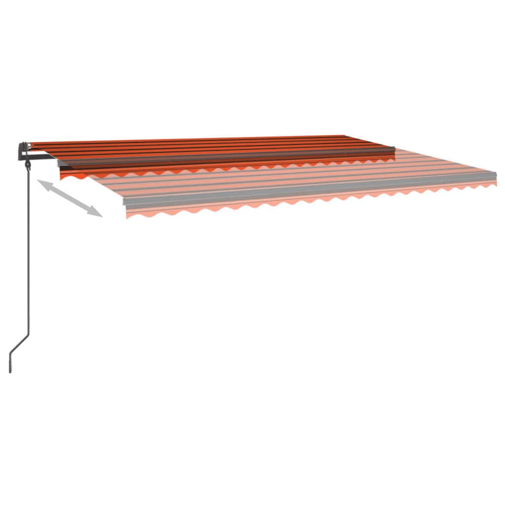 Auvent VidaXL extensible automatiquement avec poteaux 5x3 m orange et marron
