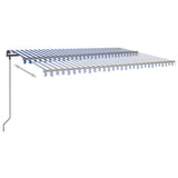 VidaXL Auvent automatique avec LED et capteur de vent 5x3 m bleu et blanc
