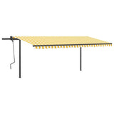 VidaXL Auvent automatique avec LED et capteur de vent 5x3 m jaune et blanc
