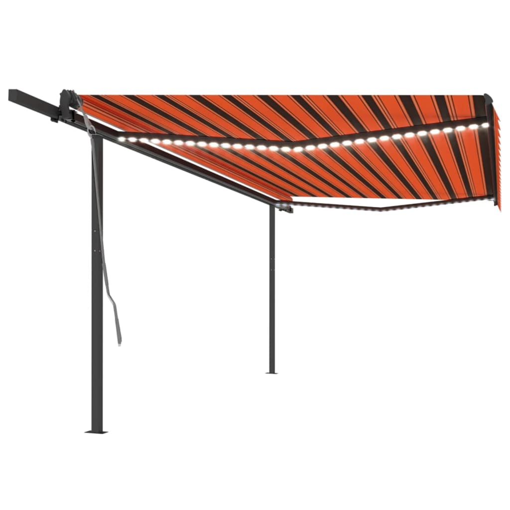 VidaXL Auvent automatique avec LED et capteur de vent 5x3 m orange et marron