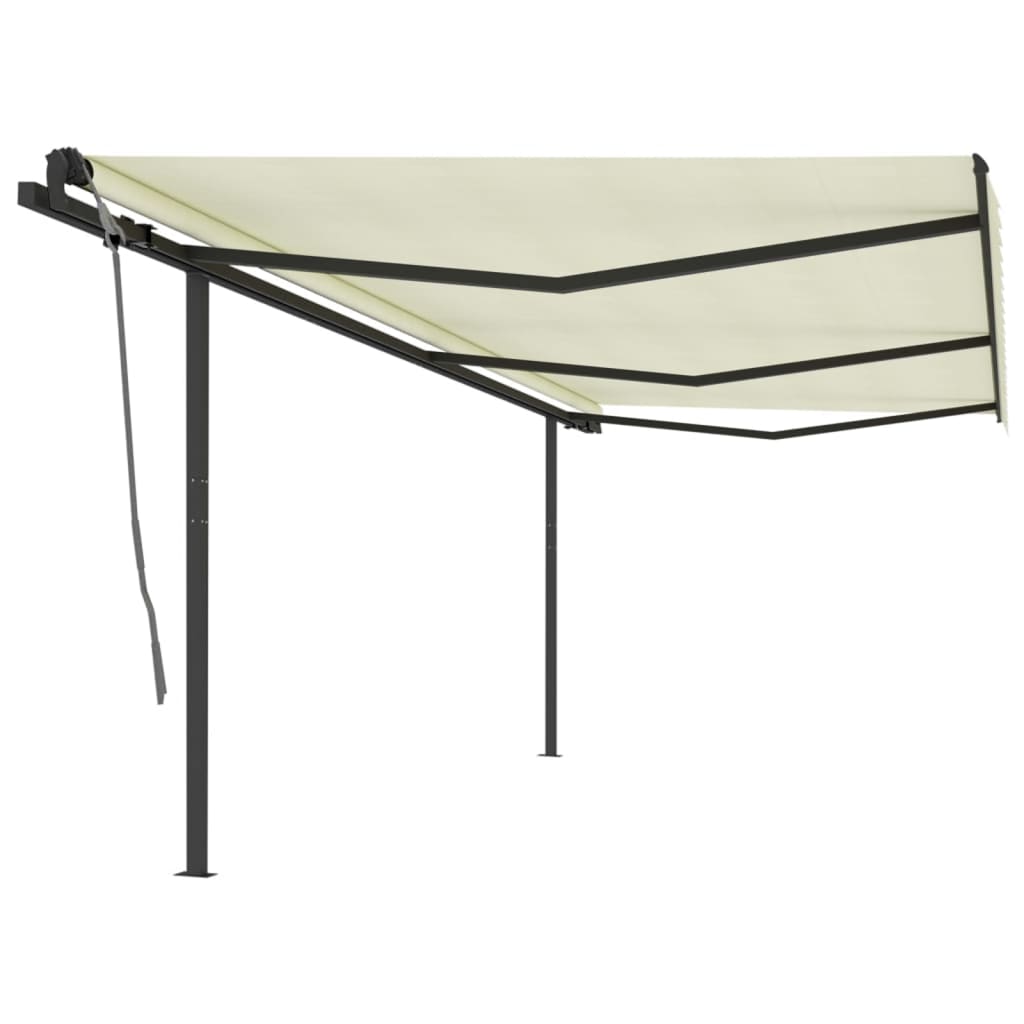 Vidaxl luifel extensible manuellement avec des poteaux 6x3 m crème -colored