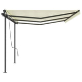 Vidaxl luifel extensible manuellement avec des poteaux 6x3 m crème -colored