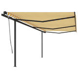 Vidaxl luifel extensible manuellement avec des poteaux 6x3 m jaune et blanc