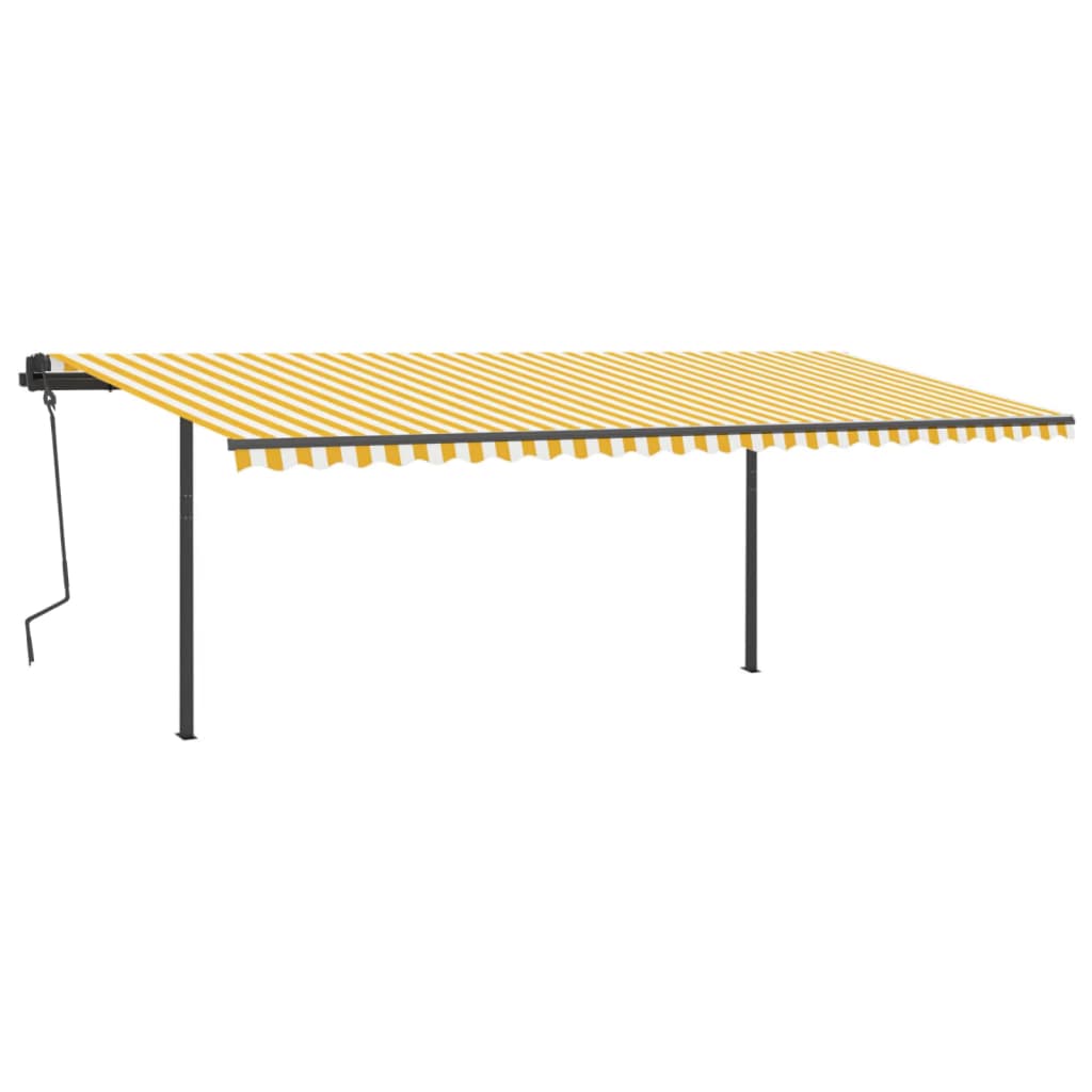 Vidaxl luifel extensible manuellement avec des poteaux 6x3 m jaune et blanc