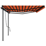 Vidaxl luifel extensible manuellement avec des poteaux 6x3 m orange et brun
