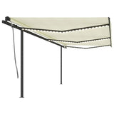 Vidaxl Luifel extensible manuellement avec LED 6x3 M Cream -Colored
