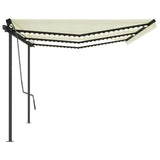 Vidaxl Luifel extensible manuellement avec LED 6x3 M Cream -Colored