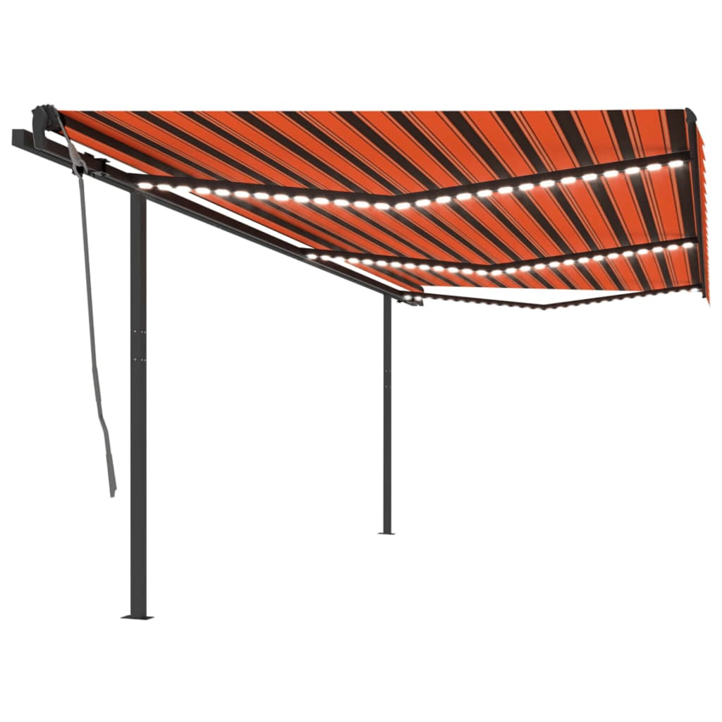 Vidaxl luifel extensible manuellement avec LED 6x3 m orange et brun