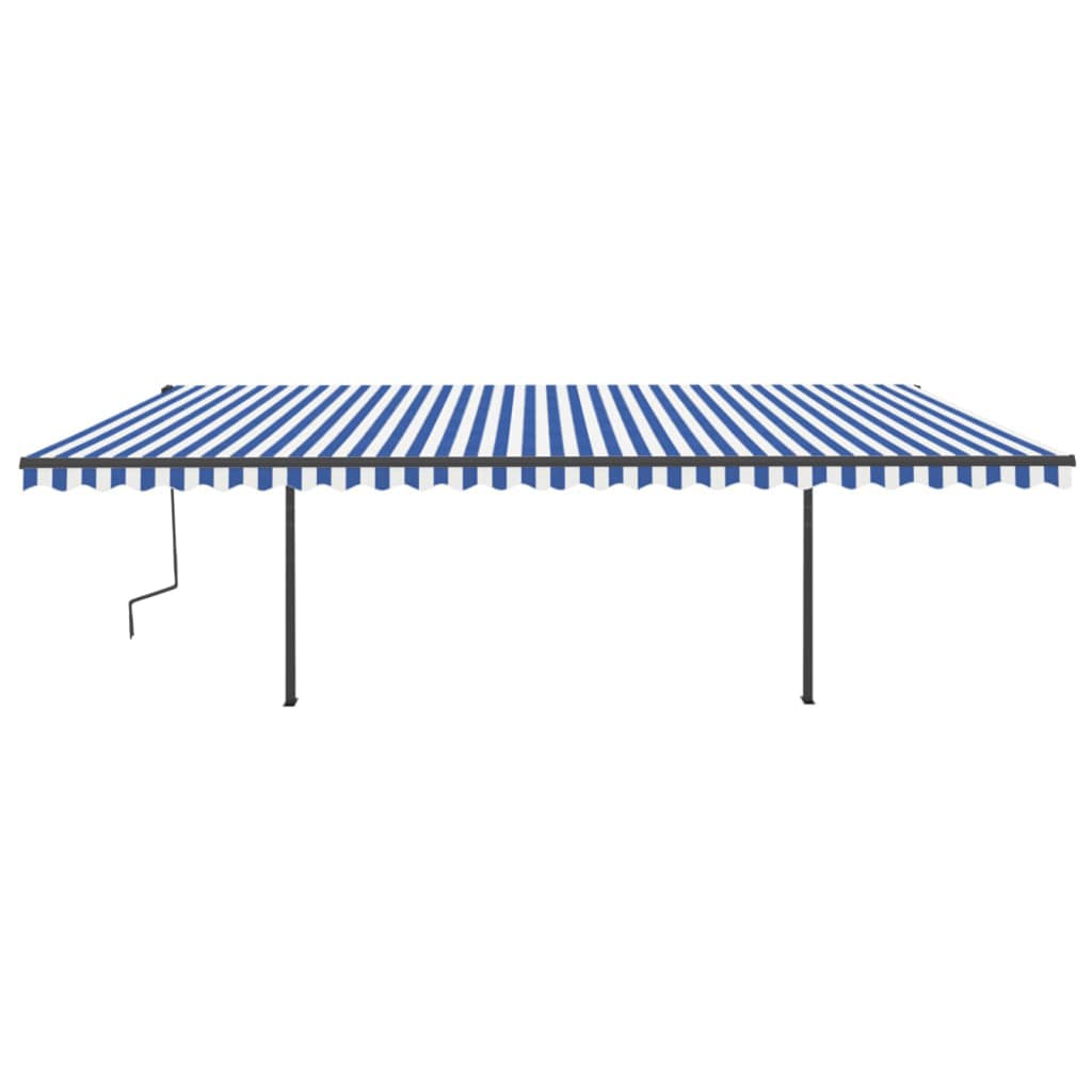 Vidaxl Luifel a automatiquement extensible avec des poteaux de 6x3 m bleu et blanc