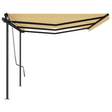 Vidaxl Luifel extensible automatiquement avec des poteaux 6x3 m jaune et blanc