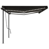 Vidaxl luifel automatique avec led et capteur de vent 6x3 m anthracite -colored