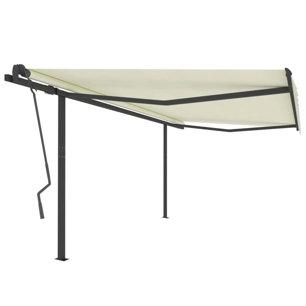 VidaXL Auvent extensible manuellement avec poteaux 4x3,5 m couleur crème