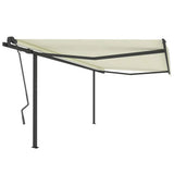 VidaXL Auvent extensible manuellement avec poteaux 4x3,5 m couleur crème